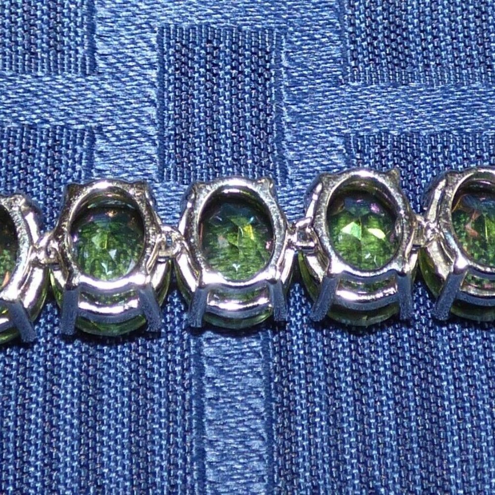 52.46CTS FERN GREEN QUARTZ 8MM X 10MM STERLING SILVER BRACELET LE 70 - Picture 8 of 11